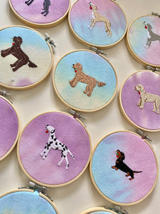 Mini Dog Breed Embroidered Decorative Hoop (5 INCH)- Display in your home - Home Decor