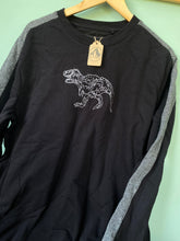 Load image into Gallery viewer, PRE-LOVED ‘t-Rex’ two tone grey/ black sweatshirt
