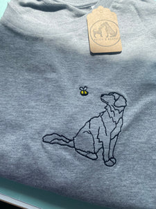 Toller Outline T-shirt - embroidered Nova Scotia duck retrieving Toller dog organic tee for dog lovers and owners
