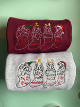 Load image into Gallery viewer, Christmas Puppy Stocking Sweatshirt - Festive dogs sweater for dog lovers
