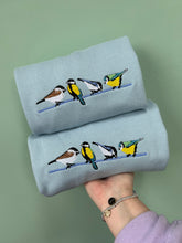 Load image into Gallery viewer, British Garden Birds Sweatshirt - Great, Blue, Coal and Marsh tit sweater for twitchers
