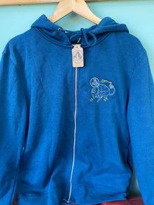PRE-LOVED - Space Dog Zip Up Hoodie- Airforce Blue