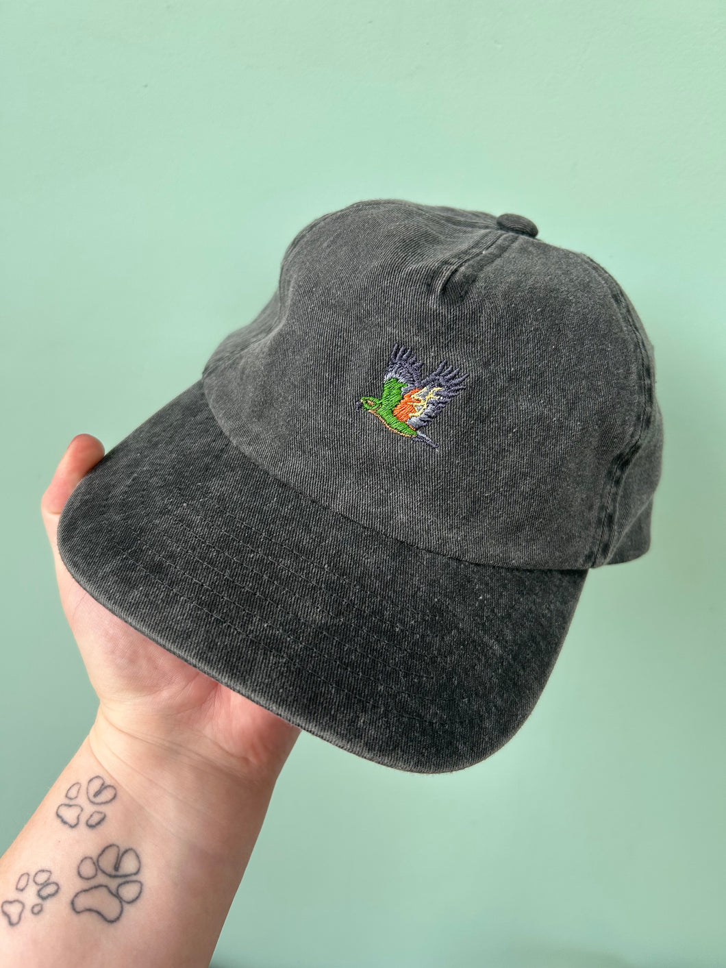 Dinky Bird Embroidered Cap. The cutest mini bird embroidered beanie cap for bird lovers.