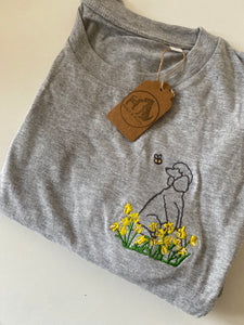 Outline Daffodil Poodle T-Shirt - Grey - M