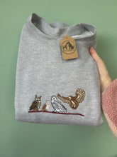 Load image into Gallery viewer, Embroidered Owl Sweatshirt - Barn Owl, Snowy Owl, Horned Owl, Tawny Owl
