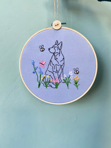 Wildflower  Dog Breed Embroidered Decorative Hoop (8 INCH)- Display in your home - Home Decor