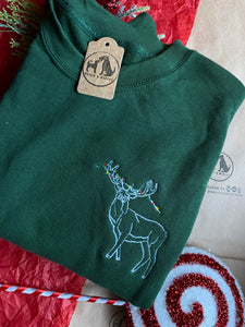 Christmas Stag Embroidered Sweatshirt- Xmas Jumper for Animal Lovers