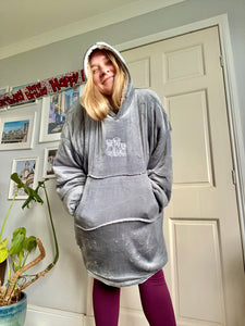 Custom Pet Embroidered Lounge Hoodie - Sherpa lined oversized slouchy lounge hoodie
