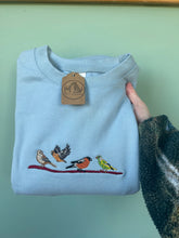 Load image into Gallery viewer, Finches Embroidered Sweatshirt - Chaffinch, Hawfinch, Bullfinch and Greenfinch gifts for bird lovers.
