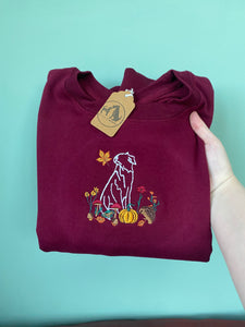 OUTLINE STYLE - Autumn Woodland Dogs Sweatshirt - various breeds- Embroidered sweater for dog lovers