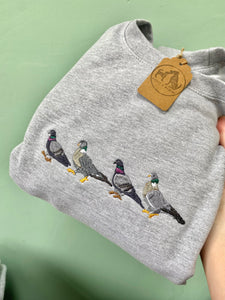 Pigeon Embroidered Sweatshirt - Pigeon gifts for pigeon lovers.