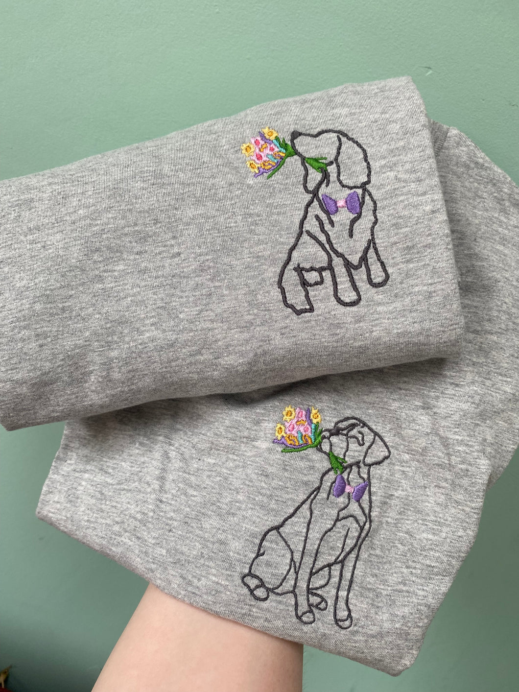 Dogs Flower Bunch T-Shirt- Various Breeds- Embroidered tee for dog lovers