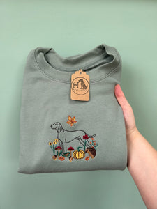SILHOUETTE STYLE - Autumn Woodland Dogs Sweatshirt - various breeds- Embroidered sweater for dog lovers