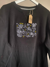 Load image into Gallery viewer, PRE-LOVED ‘intergalactic dogs’ black sweatshirt (IMPERFECT)
