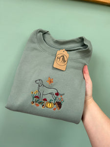 SILHOUETTE STYLE - Autumn Woodland Dogs Sweatshirt - various breeds- Embroidered sweater for dog lovers