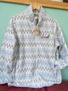 PRE-LOVED - Full Colour Puppy Flowers Fleece - zig zag pattern