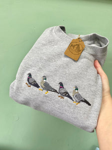 Pigeon Embroidered Sweatshirt - Pigeon gifts for pigeon lovers.