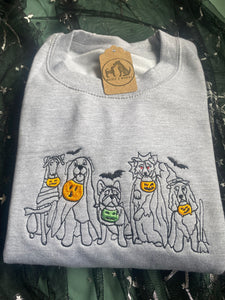 Tricks for Treats - Embroidered Dog Costume Pumpkin Sweatshirt/ hoodie  for dog lovers and spooky witches ready for Halloween