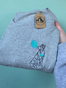 Dogs Balloon T-Shirt- Embroidered tee for dog lovers