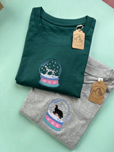 Load image into Gallery viewer, Various Breeds- Christmas Snow Globe Dogs T-Shirt- winter robin Embroidered tee for dog lovers
