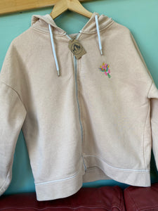 PRE-LOVED - Flower Bunch Zip Up Hoodie - Peach