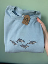 Load image into Gallery viewer, Dolphins Embroidered Sweatshirt - For marine life lovers
