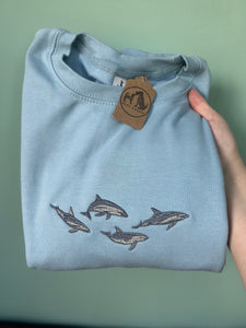 Dolphins Embroidered Sweatshirt - For marine life lovers