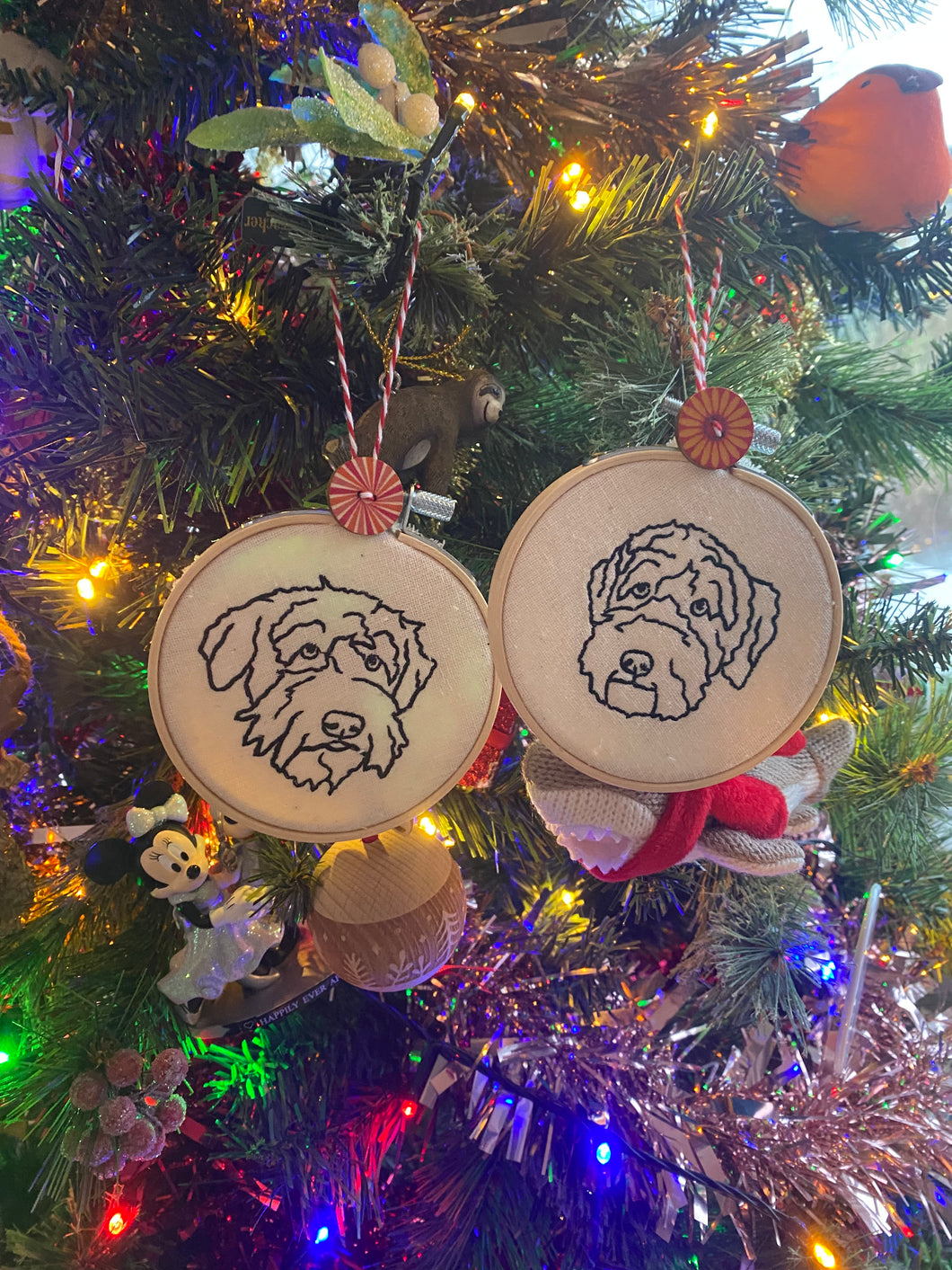 Custom Embroidered Mini Hoop Christmas Bauble/ Tree Decoration