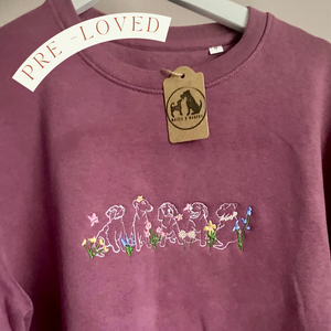 PRE-LOVED  ‘spring puppies’ organic cotton and recycled polyester sweatshirt