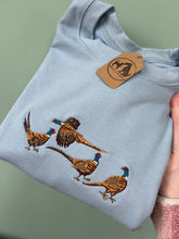 Load image into Gallery viewer, Pheasants Embroidered Sweatshirt - Pheasant game bird gift for bird lovers
