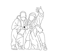 Load image into Gallery viewer, Digital Line Drawing Family / Friends Portrait - People and Pets
