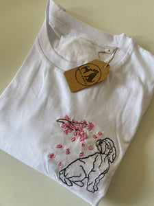 Outline Blossom Cockapoo T-Shirt - White - S