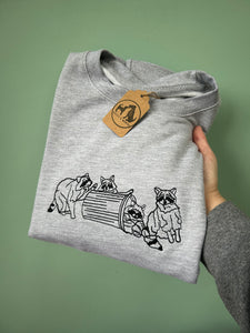 Raccoon Embroidered Sweatshirt - Gifts for trash panda lovers