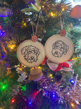 Load image into Gallery viewer, Custom Embroidered Mini Hoop Christmas Bauble/ Tree Decoration
