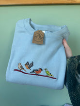 Load image into Gallery viewer, Finches Embroidered Sweatshirt - Chaffinch, Hawfinch, Bullfinch and Greenfinch gifts for bird lovers.
