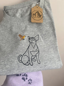 OUTLINE STYLE- Robin Dogs T-Shirt- Embroidered tee for dog lovers