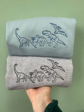 Load image into Gallery viewer, Embroidered Dinosaurs Sweatshirt- T-Rex, Triceratops, Diplodocus, Pterodactyl
