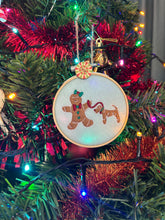 Load image into Gallery viewer, Ready to Ship Embroidered Mini Hoop and Felt shape Christmas Bauble/ Tree Decoration
