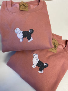 Valentines Dog Breed Rose Embroidered Sweatshirt