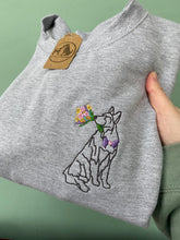 Load image into Gallery viewer, Dog Flower Bunch Sweatshirt - Various Breeds- Embroidered sweater for dog lovers
