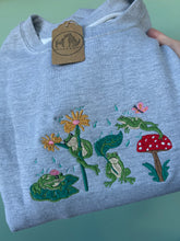 Load image into Gallery viewer, Whimsical Frog Embroidered Sweatshirt - Frog gifts for frog lovers.
