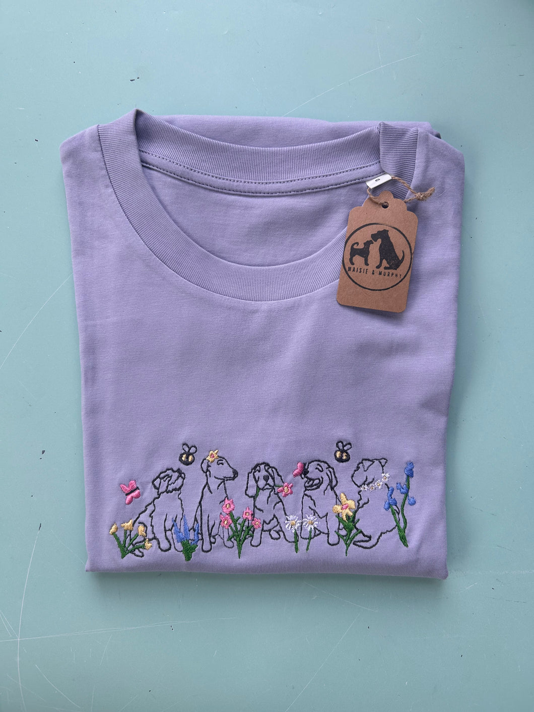 Wildflower puppies tshirt- lilac