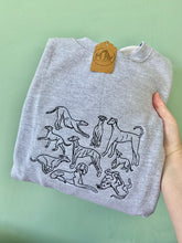 Load image into Gallery viewer, Sighthound Club Dogs embroidered Sweatshirt / Hoodie for lurcher, greyhound, whippet, saluki, Italian greyhound owners
