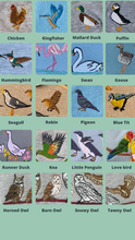 Load image into Gallery viewer, Bird Embroidered T-Shirt - Pigeon, Kingfisher, Swan, Goose, Duck, Blue tit, Robin, Seagull, Flamingo, Puffin, Swan, Hummingbird, Running duck, Kea, Little Blue penguin. Bird Embroidery for bird lovers and twitchers.
