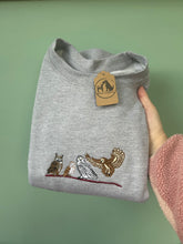 Load image into Gallery viewer, Embroidered Owl Sweatshirt - Barn Owl, Snowy Owl, Horned Owl, Tawny Owl
