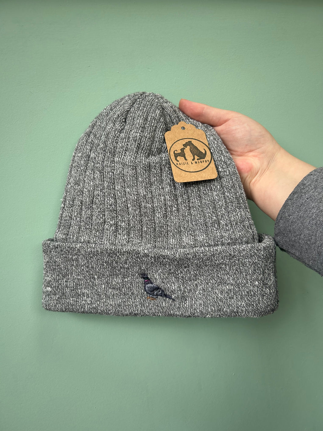 Dinky Bird Beanie hat. The cutest mini dog embroidered beanie hat for bird lovers