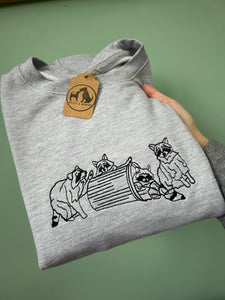 Raccoon Embroidered Sweatshirt - Gifts for trash panda lovers