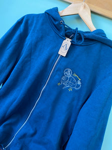 PRE-LOVED - Space Dog Zip Up Hoodie- Airforce Blue