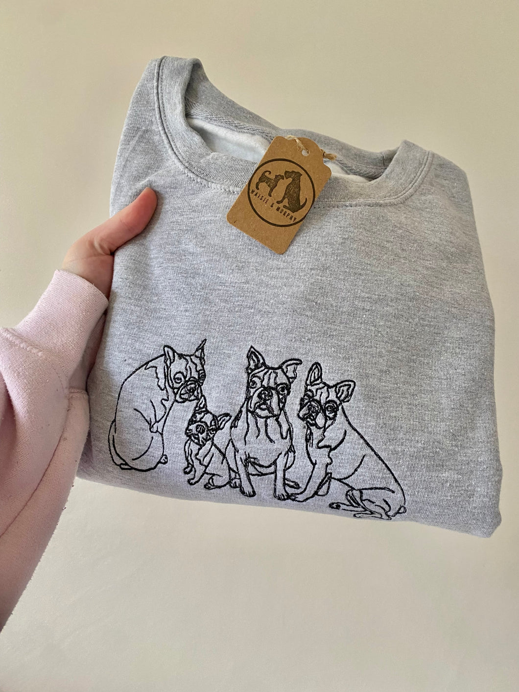 Imperfect Boston Terrier Sweatshirt - Size XL- Grey