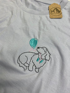 Dogs Balloon T-Shirt- Embroidered tee for dog lovers